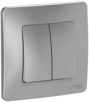 Двухклавишный переключатель (cх.6+6) скрытой установки 10А 250В Systeme Electric Blanca BLNVS106603, Алюминий