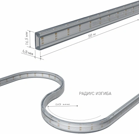 Светодиодная лента 220 В 18 Вт/м 180 Led/м 2835 IP65, дневной белый 4200К, 50 м Elektrostandard Лента светодиодная 220V 18W 180Led 2835 двухрядная IP65 дневной белый, 50 м