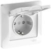 Розетка Systeme Electric Glossa с заземлением со шторками с крышкой, 16А, IP20, в сборе, быстрозажим. клем., БЕЛЫЙ GSL000146S