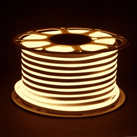Светодиодный гибкий неон 220 В 9.6 Вт/м 120 Led/м 2835 IP67, односторонний теплый белый 3300 K, 50 м Elektrostandard Гибкий неон 220V 9,6W 120Led 2835 IP67 односторонний теплый белый, 50 м
