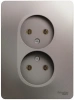 Розетка двойная Systeme Electric Glossa без заземления, 16А, в сборе, ПЛАТИНА GSL001220