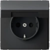 Розетка с заземлением со шторками с крышкой, 16А, IP20 Systeme Electric ArtGallery, карбон GAL001046