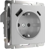 Розетка с заземлением, шторками и USB тип A+C серебряный Werkel  W1171706