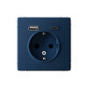 Розетка 16А с заземлением и шторками с 2 USB A+Type-C Systeme Electric ArtGallery, аквамарин   GAL001132