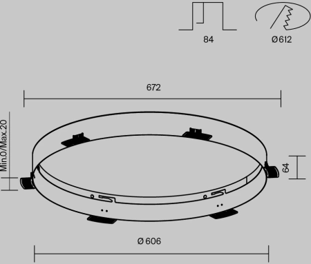 Основание для безрамочной установки светильника Zon в ГКЛ Maytoni Downlight DLA032-TRS90-W
