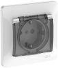 Розетка Systeme Electric Glossa с зазем. со шт. с прозрач. крышкой, 16А, IP44, в сборе, быстрозажим. клем., БЕЛЫЙ GSL000148S