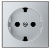 Розетка 220v с/з со шторками плоская алюминий ABB Sky Niessen 2CLA818890A1001|2CLA858890A1301