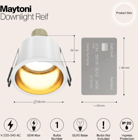 Светильник встраиваемый Maytoni Reif DL049-01WG