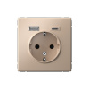 Розетка 16А с заземлением и шторками с 2 USB A+Type-C Systeme Electric ArtGallery, песочный  GAL001232