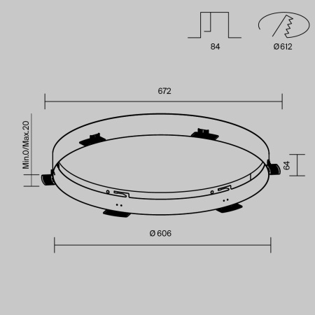 Основание для безрамочной установки светильника Zon в ГКЛ Maytoni Downlight DLA032-TRS90-W