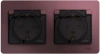 Розетка двойная Systeme Electric Glossa с заземлением, со шторками, в сборе, IP44, БАКЛАЖАНОВЫЙ GSL001147