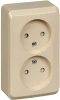 Розетка двойная без заземления со шторками 16А Systeme Electric Etude, кремовый PA16-006K