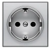 Розетка 220v c/з и шторками алюминий ABB Sky Niessen 2CLA818800A1001|2CLA858800A1301