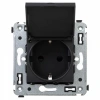 Розетка 220v с крышкой черная матовая DKC Avanti 4412013