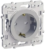 Розетка 2P + E со шторками боковой вывод заземления 16 A Odace Schneider Electric алюминий S53R037