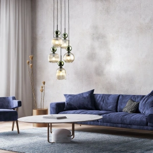 Подвесной светильник со стеклянными плафонами TK Lighting 11149 Sophia Green Cognac