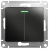 Выключатель 2-клавишный с подсветкой схема 5а 10AX Systeme Electric Glossa, антрацит GSL000753