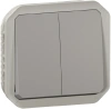 Переключатель двухклавишный Legrand Plexo без подсветки цвет - серый 069525L