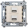 USB зарядка2 порта тип А 2100х2 mA ванильная дымка DKC Avanti 4405543