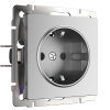 Розетка с заземлением и шторками серебряный матовый Werkel Встраиваемые механизмы серебряный матовый W1171165