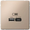 Высокоскоростная розетка USB А+С Systeme Electric ArtGallery песочный  GAL001229