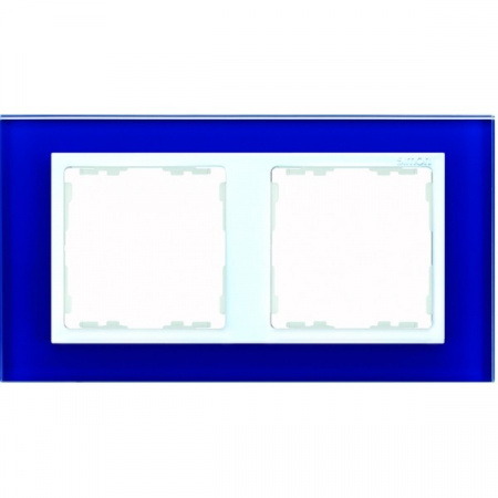 Рамка 2-пост Синий (стекло)-Белый Simon 82 82627-64