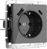 Розетка с заземлением, шторками и usb Werkel акрил графит винтовая клемма (W1171744)