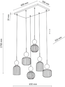 Подвесной светильник с плафоном из фактурного стекла TK Lighting 11044 Sophia Cognac
