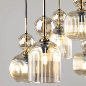 Подвесной светильник с плафоном из фактурного стекла TK Lighting 11044 Sophia Cognac