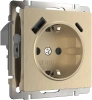 Розетка с заземлением, шторками и USB тип A+C шампань рифленый Werkel  W1171710