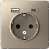 Розетка 16А с заземлением и шторками с 2 USB A+Type-C Systeme Electric ArtGallery, шампань  GAL000532