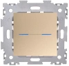 Zigbee сенсорный выключатель шампань матовый проходной на две линии CGSS AMG-GL02ZBP-BGM