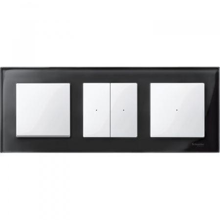 Рамка 3-постовая стеклянная Schneider Electric M-Elegance Merten Systeme M, черный оникс MTN404303