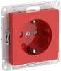Розетка Systeme Electric AtlasDesign с заземлением со шторками, 16А, механизм, быстрозажим. клем., КРАСНЫЙ ATN002045S
