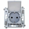 Розетка 220v с крышкой сталь DKC Avanti 4404013