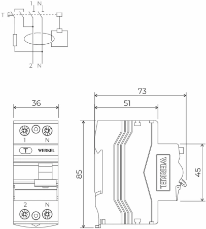 Устройство защитного отключения 1P+N 40 А 100 mA AC 6 kA Werkel W812P404