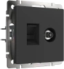 Розетка ТВ+Ethernet RJ-45 6 cat. черный матовый Werkel Встраиваемые механизмы черные W1181308