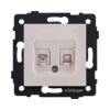 Розетка двойная RJ11 + RJ45 Cat.6, кашемир матовый Kollinger REA-011CM для Aspekt, Eleganz, Reflex