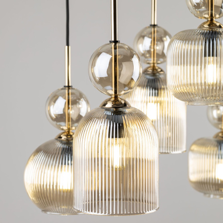 Подвесной светильник с плафоном из фактурного стекла TK Lighting 11044 Sophia Cognac