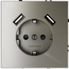 Розетка с заземлением с защитными шторками 16А, с USB, A+A Voltum S70 шелк Soft touch пластик (VLS040404)