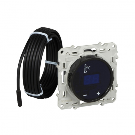 Термостат теплого пола с сенсорным дисплеем Odace Schneider Electric черный S52R509