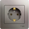 Розетка Systeme Electric Glossa с заземлением без шторок, 16А, в сборе, ПЛАТИНА GSL001242