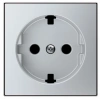 Розетка 220v с/з со шторками плоская алюминий ABB Sky Niessen 2CLA818890A1001|2CLA858890A1301