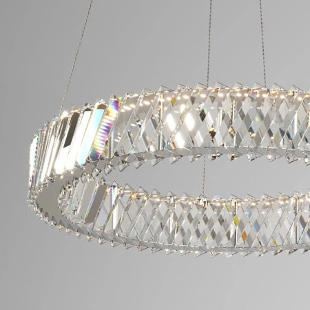 Светодиодная хрустальная люстра Eurosvet 101004 LED никель хрусталь Strotskis