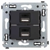 USB зарядка2 порта тип А 2100х2 mA черная матовая DKC Avanti 4412543
