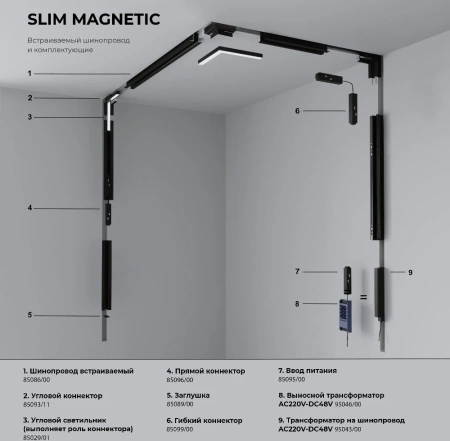 Slim Magnetic Трековый светильник с инновационной антибликовой решеткой 13W 4000K Kars черный Elektrostandard 85524/01