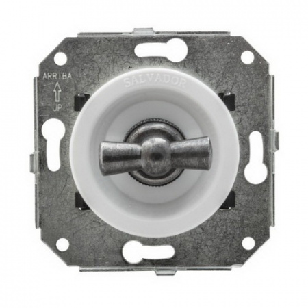 Выключатель перекрестный для внутреннего монтажа состаренное серебро белый CL31WT.SL Salvador