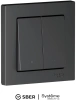 Умный выключатель проходной двухклавишный с подсветкой Zigbee 10А, L+N, Systeme Electric AtlasDesign Smart карбон ATN001053Z