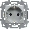 Розетка 220v с/з и шторками серебряная ABB Zenit 2CLA228860N1301|2CLA227190N1001
