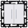 Выключатель 2-клавишный проходной 10А/250В с LED подсветкой, белый Kollinger Asthetik AS-011WH
